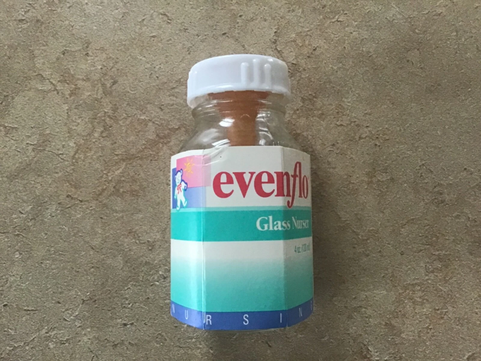 VTG New Evenflo 1995 Clear Glass Baby Bottle 4oz W/Rubber Nipples