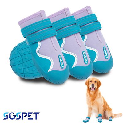 4Pcs Outdoor S/M/L Dog Shoes Boots Paw Protector Reflective Strip Anti-slip