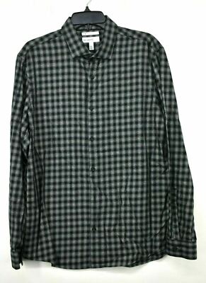 Calibrate Mens Trim Fit Check Flannel Button Up Shirt Long Sleeves Cotton $70