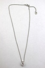 SWAROVSKI Silver Tone Rhinestone Crystal Solitaire Pendant Necklace Swan Signed