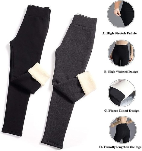 Chechury Thermal Leggings Women Fleece Lined Leggings stretch Black Large - Picture 6 of 6