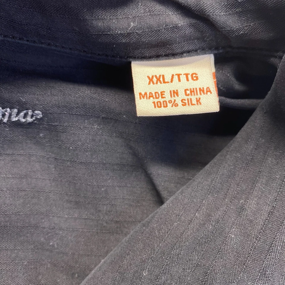 Camisa de vestir Tommy Bahama para hombre talla XXLarge negra, 100 % seda abotonada, bolsillo Foto 4 de 4