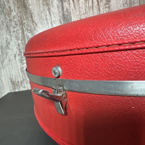 Vintage American Tourister Diadem runde Hutschachtel Gepäck Weekender Koffer rot 20" - Bild 6 von 15