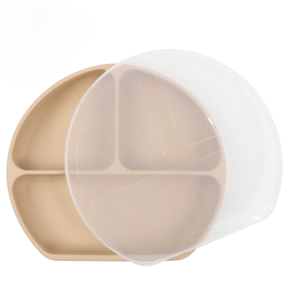 Plato de succión 100 % silicona para niños pequeños grado alimenticio, diseño dividido, libre de PBA y PVC Foto 2 de 4