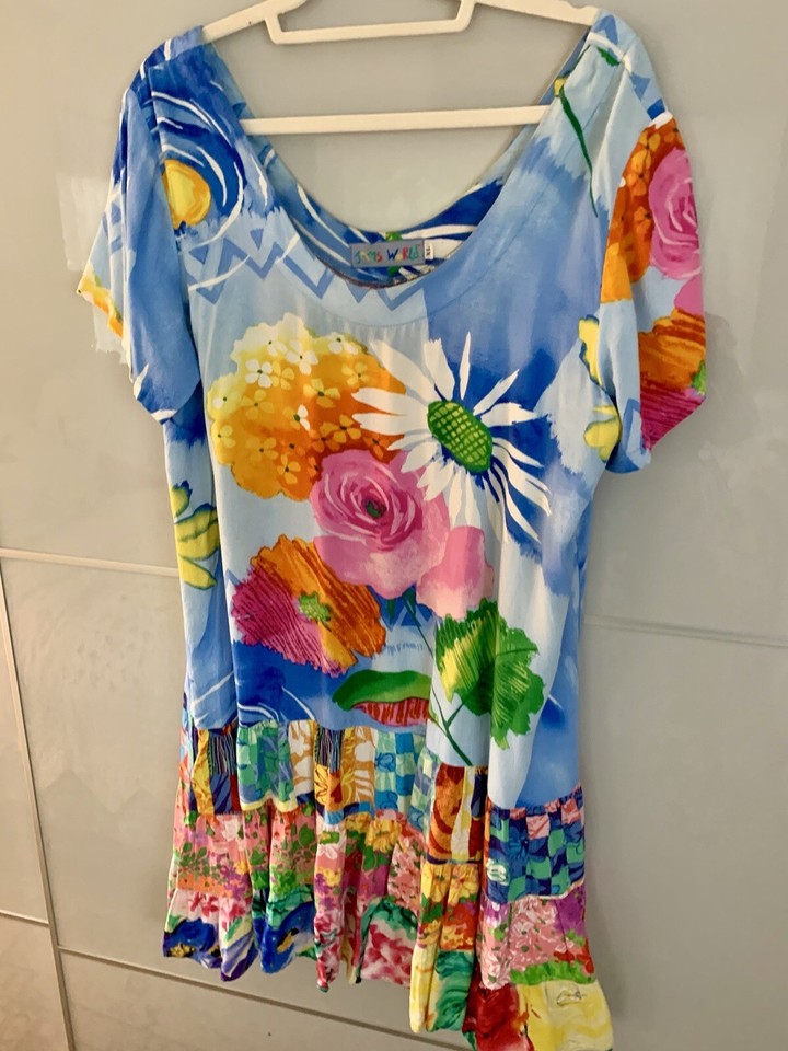 Vintage Jams World Hattie Dress Womens XL Colorful Floral Hawaiian