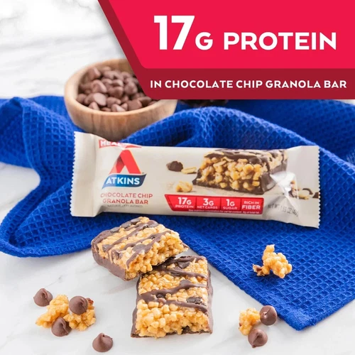 3 Boxes Atkins Chocolate Chip Granola Protein Meal Replacement Bar,Keto Friendly - Picture 4 of 7