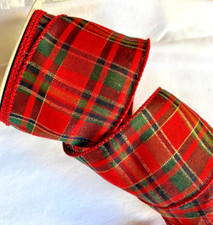 Christmas Traditional Plaid 2.5" by 2 yds Red Multi-colored Wired Ribbon Winter