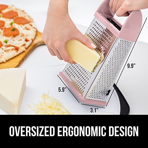 Stainless Steel Box Grater 4 Sided with Soft Grip Handle & Detachable Container - Imagen 6 de 9