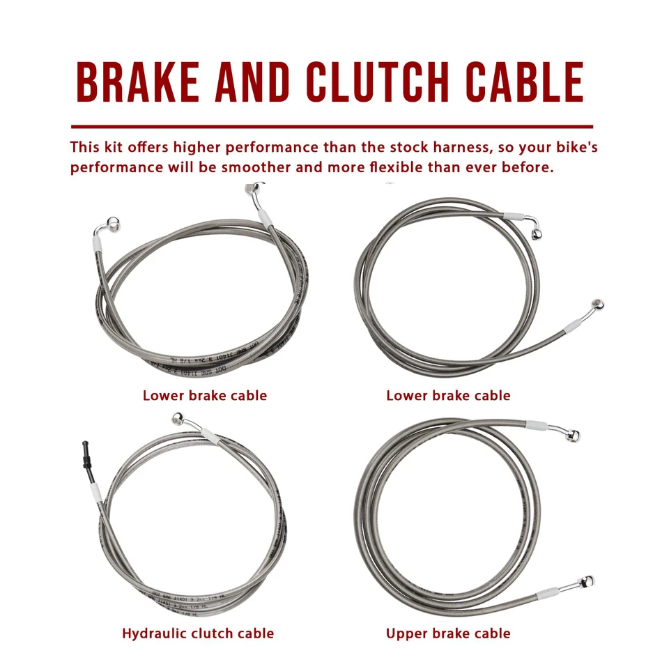 Brake Line Clutch Cable for Harley 2017-2020 Road Glide King ABS 16'' Handlebar Foto 4 de 4