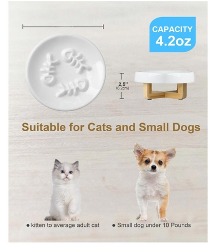 Raised Cat Dog Slow Feeder Pet Bowl with Stand Ceramic 6” Wide 2.5” High - Picture 3 of 7
