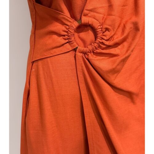 Ann Taylor Petite Women's Burnt Orange Sleeveless Faux Wrap Dress Size 14P - Picture 4 of 6