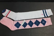 2 Pairs LPGA Arch Support Women's knee high crew BOOTS socks size 4-10 White pk