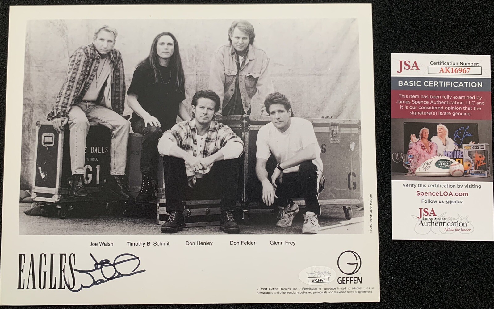 Joe Walsh SIGNED 8x10 Press Photo JSA COA EAGLES Autograph Henley Frey Felder 