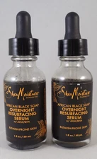 Shea Moisture African Black Overnight Resurfacing Serum (2 Pack) NEW!