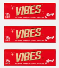 Vibes Rolling Natural Hemp Rolling Papers 1 1/4 Chlorine Free (3 Pack)
