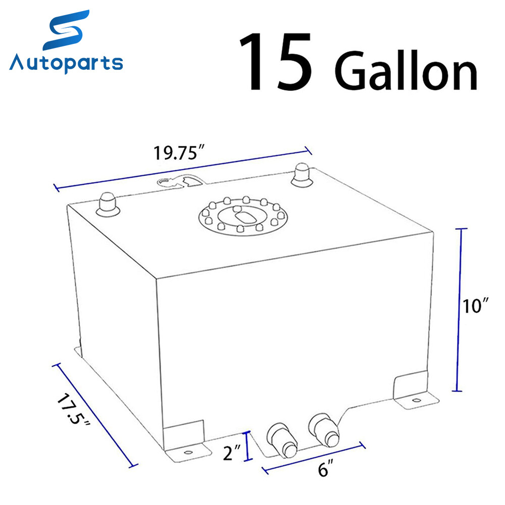 15 GALLON LIGHTWEIGHT POLISHED ALUMINUM RACE DRIFT FUEL CELL TANK+LEVEL ...