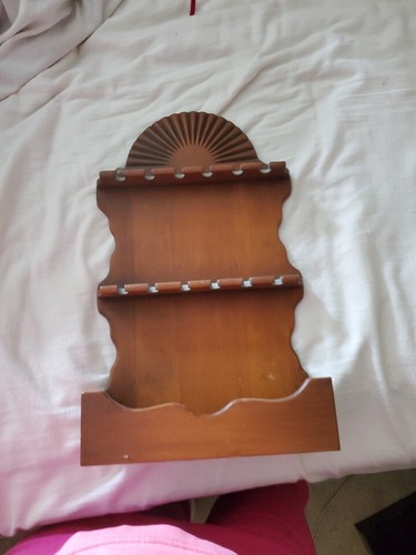 Vintage Holz Regal Display Halter für 12 Souvenir große Löffel Sammlung Regal