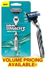 Gillette Mach3 Fresh Clean Razor Blade.  1 Razor + 1 Cartridge