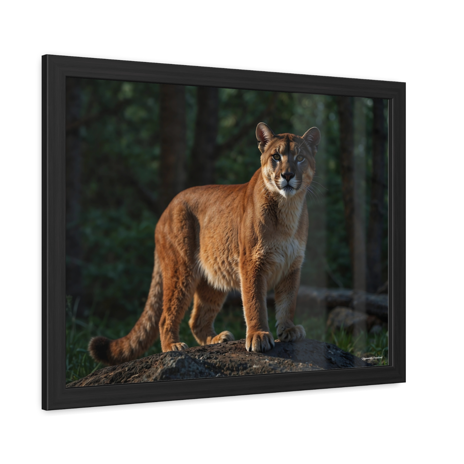 North American Mountain Lion Wood Framed Print Wildlife Wall Art Home Decoration