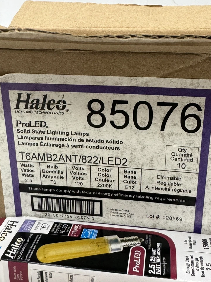 10- Halco Pro LED SOLID STATE LIGHTING LAMPS BULBS 85076 2.5w Dimmable - Image 4 of 4