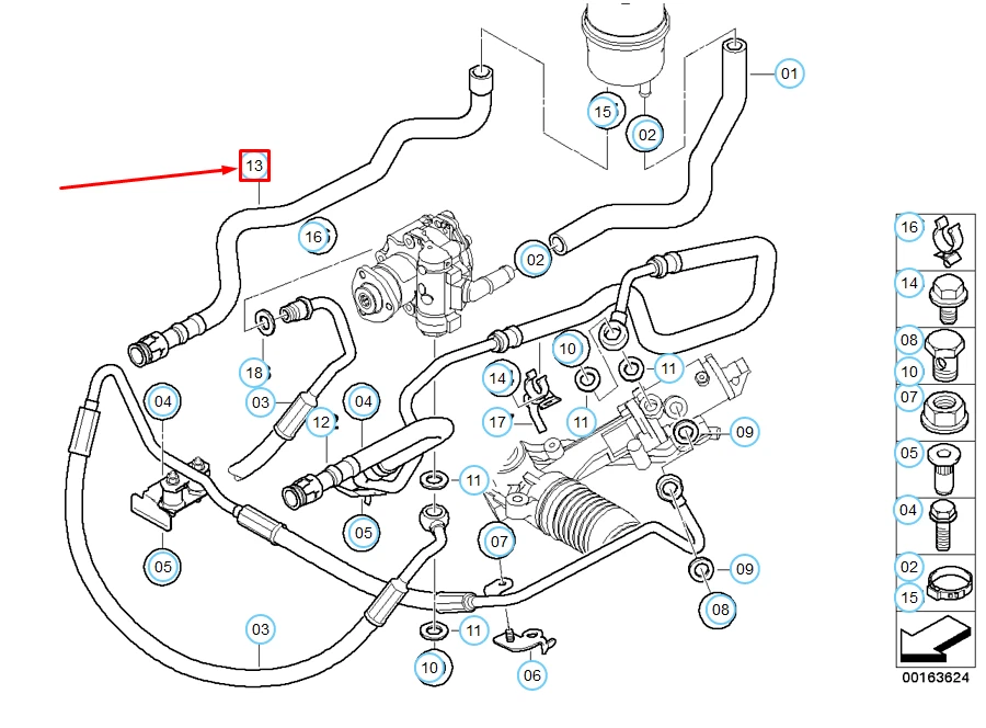 NEW BMW 5 E60 POWER STEERING RADIATOR RETURN HOSE 32416761499 