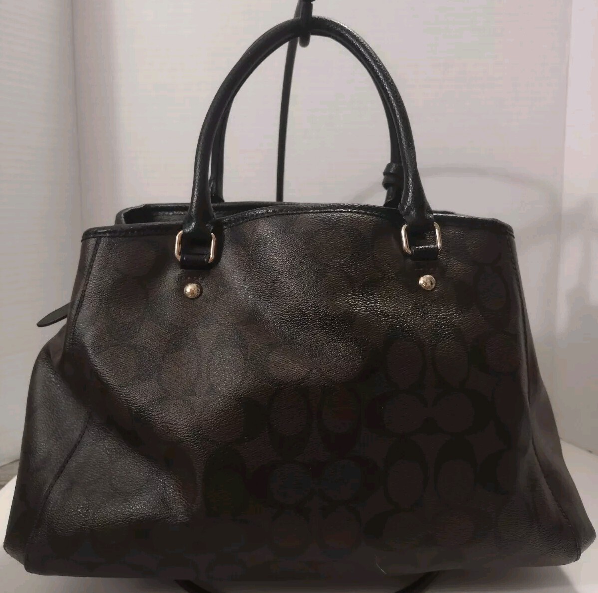 COACH Margot Carryall Satchel bag Purse Brown/Black Signature Print F34608  Nice