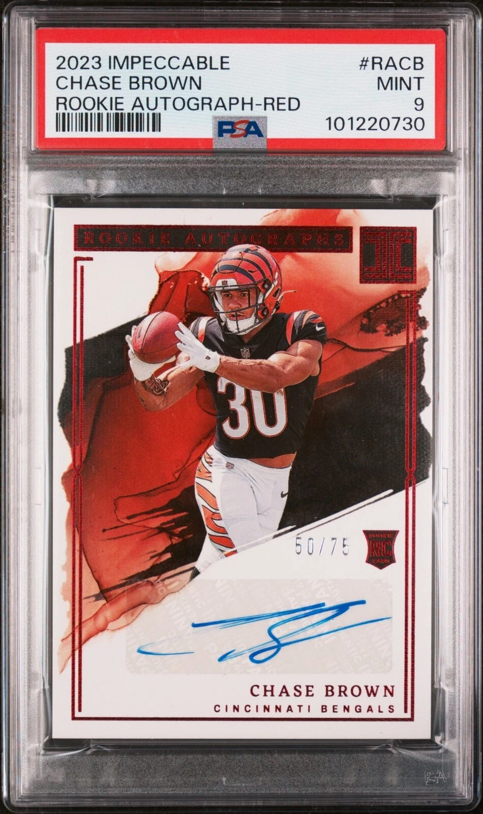 Chase Brown Panini Impeccable Rookie Autographs #RACB Red