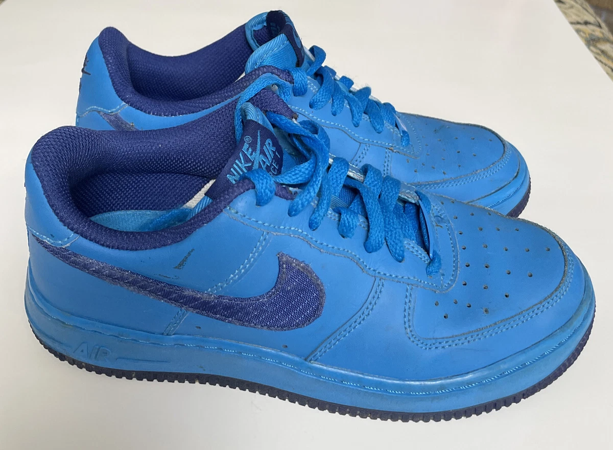 2014 Nike Air Force 1 AF1 Neon Blue Shoes 596728 421 5Y 6.5W