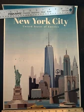 New York City Poster Retro Style Travel Art Wall Decor 11.8” x 16.5” Skyline t-1