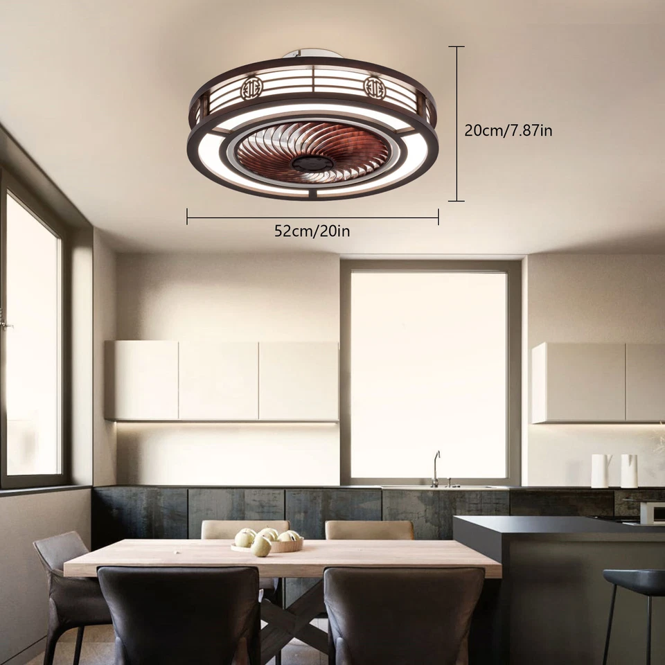 Caged Low Profile Ceiling Fan Lamp Neo-chinese Ceiling Fan Light &Remote Control - Image 2 of 4