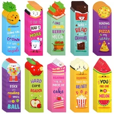60 PCS Scratch and Sniff Scented Bookmarks for Kids 10 Fruit Food Styles