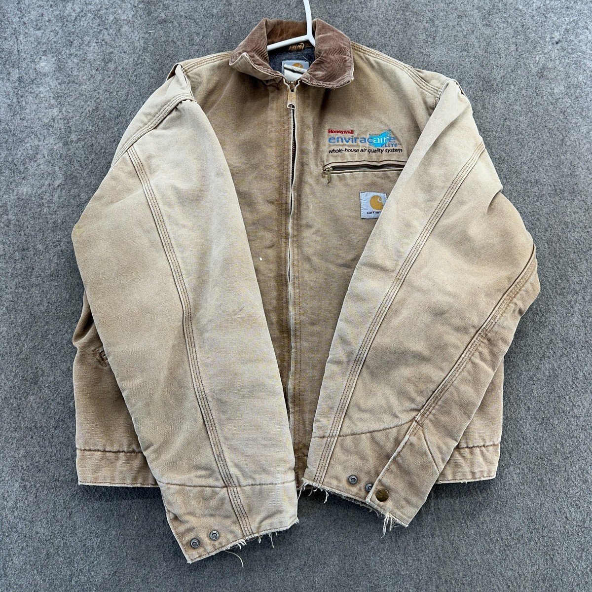 VTG Carhartt Jacket Mens 44 Beige Blanket Lined J97 Detroit Bomber