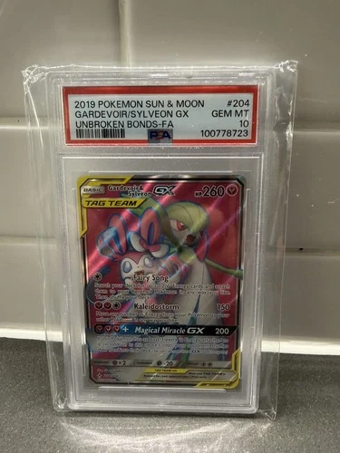 GARDEVOIR SYLVEON GX PSA 10 2019 POKEMON SUN MOON UNBROKEN BONDS #204/214 FA