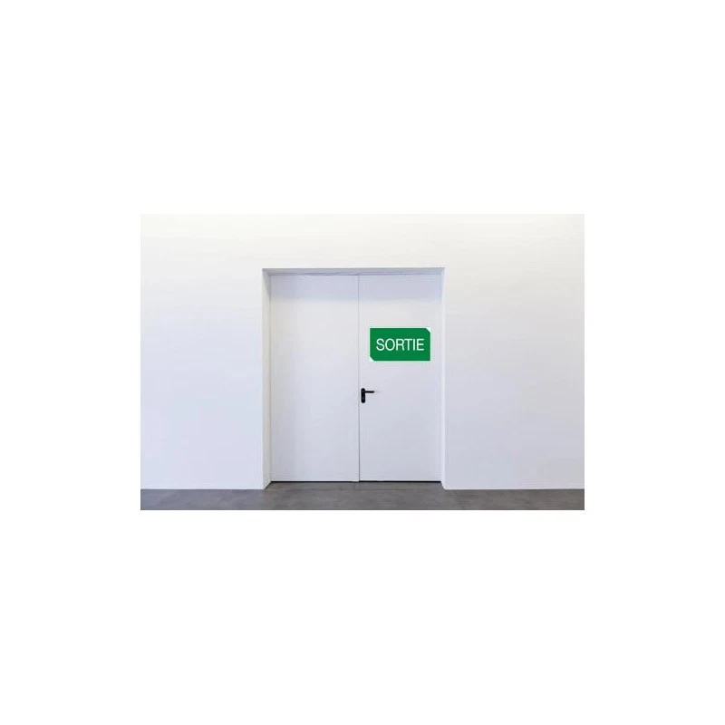 Panneau adhésif - Sortie - 35x20cm - Vert/blanc - PVC - Signalétique - Photo 2/2