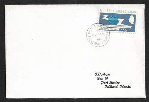 FALKLAND ISLANDS PORT STANLEY LOCAL ITU EMBLEM FIRST DAY COVER 1965