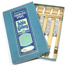 Vintage Sheffield Stainless Steel Knife Table Cutlery Set of 4 Knives