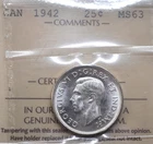 1942 Canada 25 cents ICCS graded MS-63
