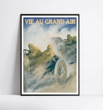 Art nouveau poster - vintage car poster - illustration -