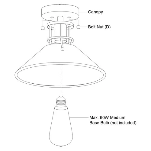 Vaxcel Lighting C0270 Canton 12"W Semi-Flush Ceiling Fixture - Black / Matte - Picture 2 of 12