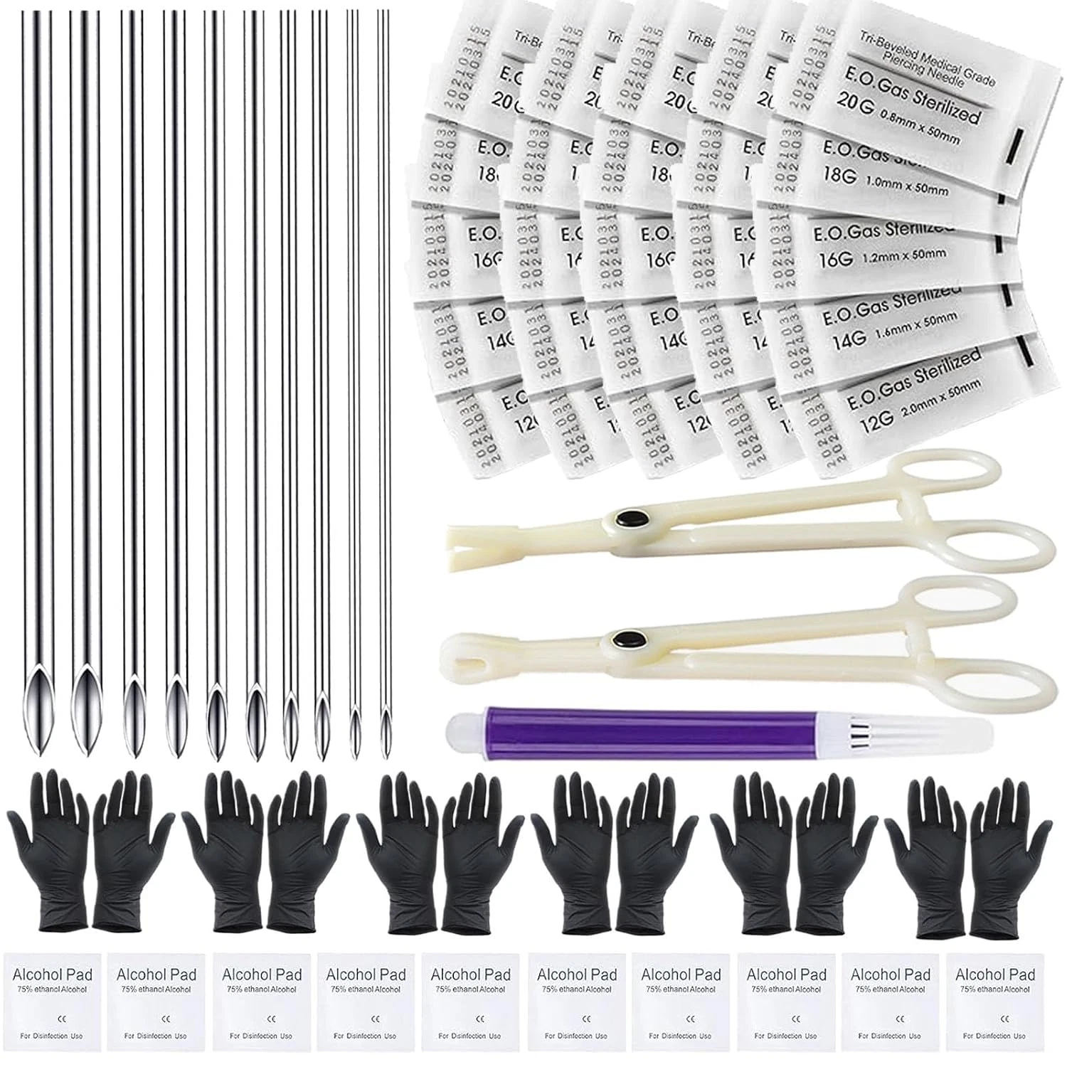 Piercing Kit 44Pcs -  Piercing Needle Kit with 20G 18G 16G 14G 12G image 11