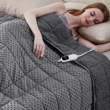 Heated Weighted Blanket for Adults, Soft Electric Throw Blanket 48''x72'' 15LBS 