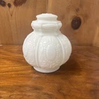 Vintage Victorian Art Deco Style Embossed Milk Glass Ceiling Light Cover Shade