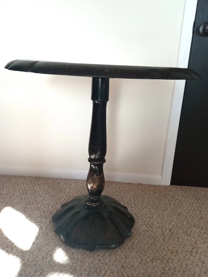 ¡Raro! Antigua mesa inclinable de papel maché. Inclinable. Victoriano. Mesa de ajedrez. Foto 4 de 4