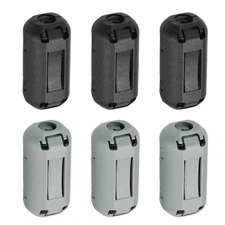 6 Pcs Ferrite Filter Ring Core Cable Clip ID 3.5mm Regular Styles, Black/Gray