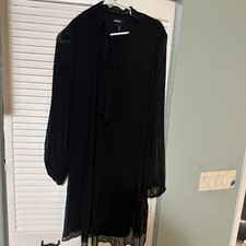 Tacera Black Lace 3/4 Sleeve Dress Size M