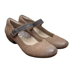 Taos Virtue Mary Jane Taupe Distressed Leather Shoes Women's Size 8