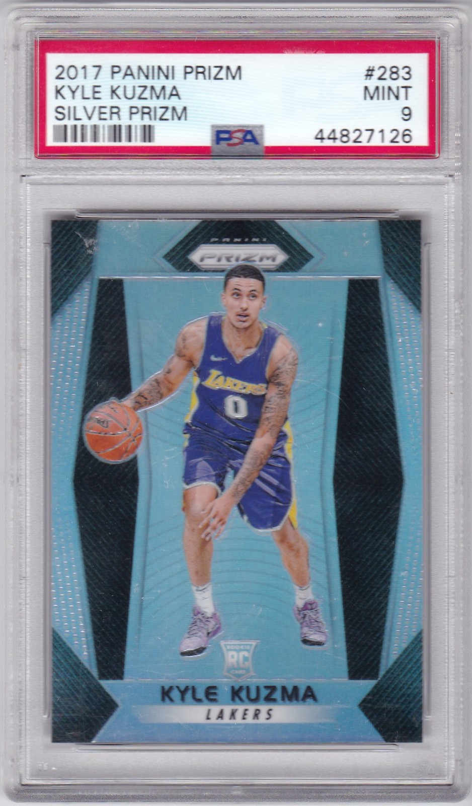 2017 PRIZM SILVER PSA 9 #283 KYLE KUZMA- LOS ANGELES LAKERS