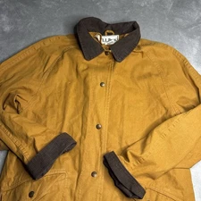 Vintage L.L. Bean Women Medium Long Chore Barn Coat Duster Corduroy Canvas USA