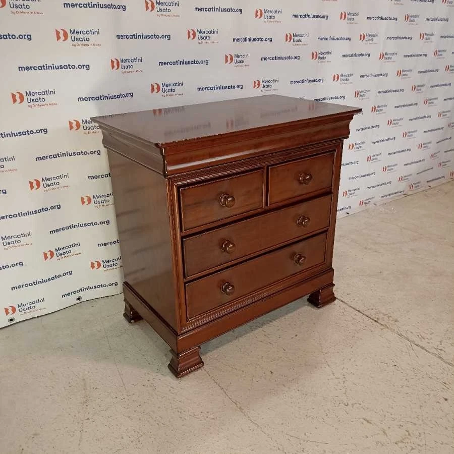 Cassettone in Noce Massello in Stile Antico 4 Cassetti Italia XX Secolo