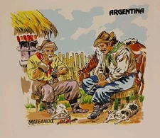 1976 San Lorenzo Art Tile Argentina Mateando Morning Coffee Dog Men Yerba Mate 